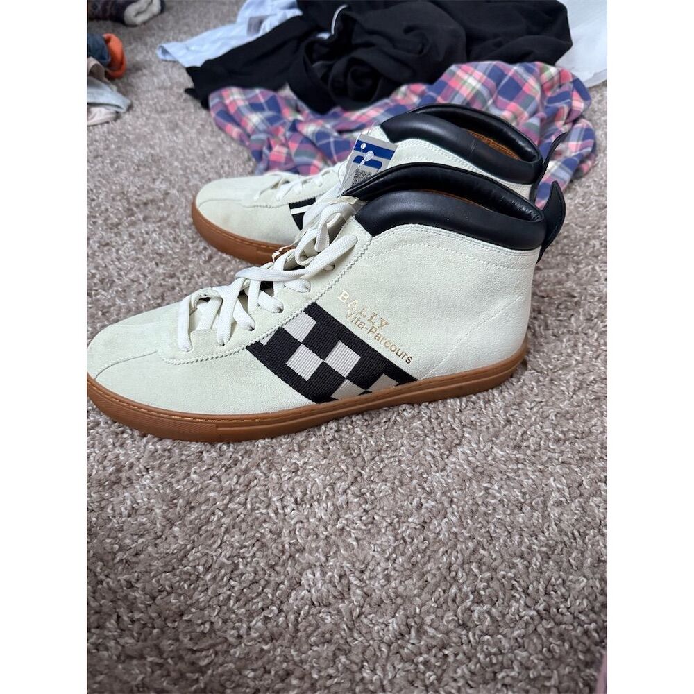Bally Men's Multicolor Checkered High-Top Sneakers Size 10 Casual
